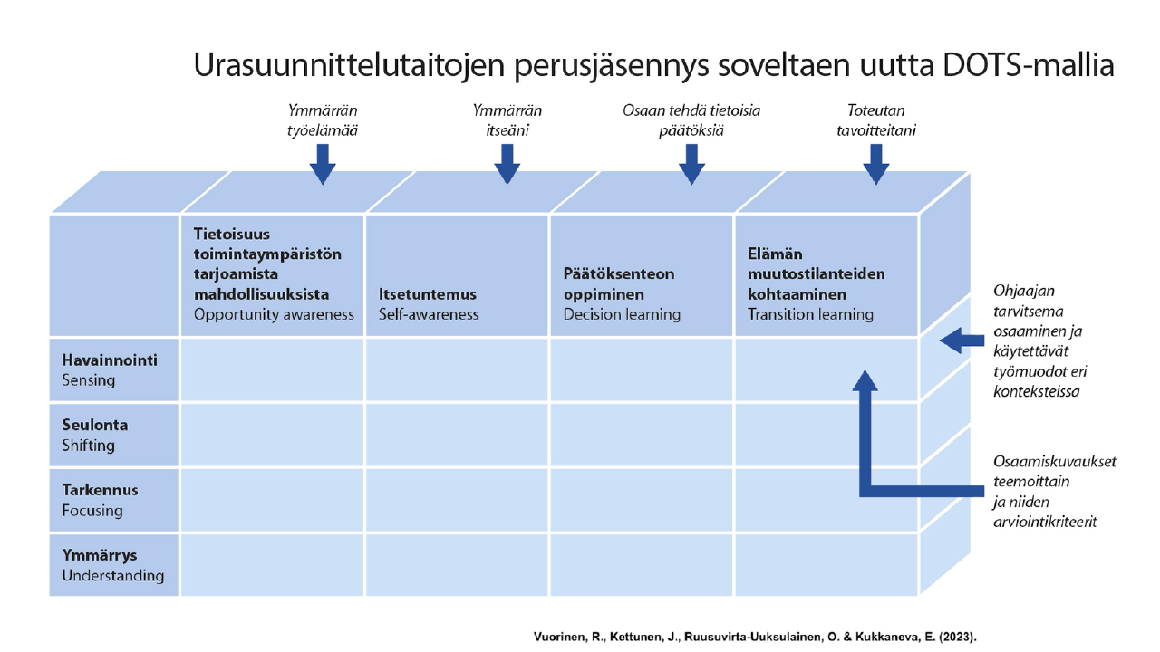 Kaaviokuva DOTS-mallin vaiheista.